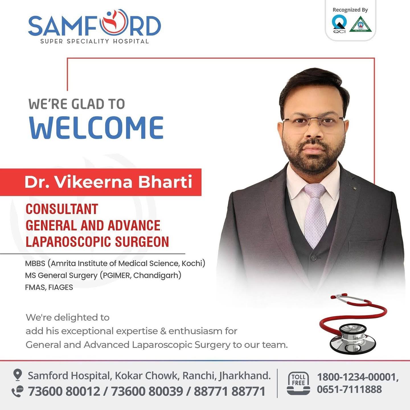 Dr. Vikeerna Bharti welcome at Samford Hospital