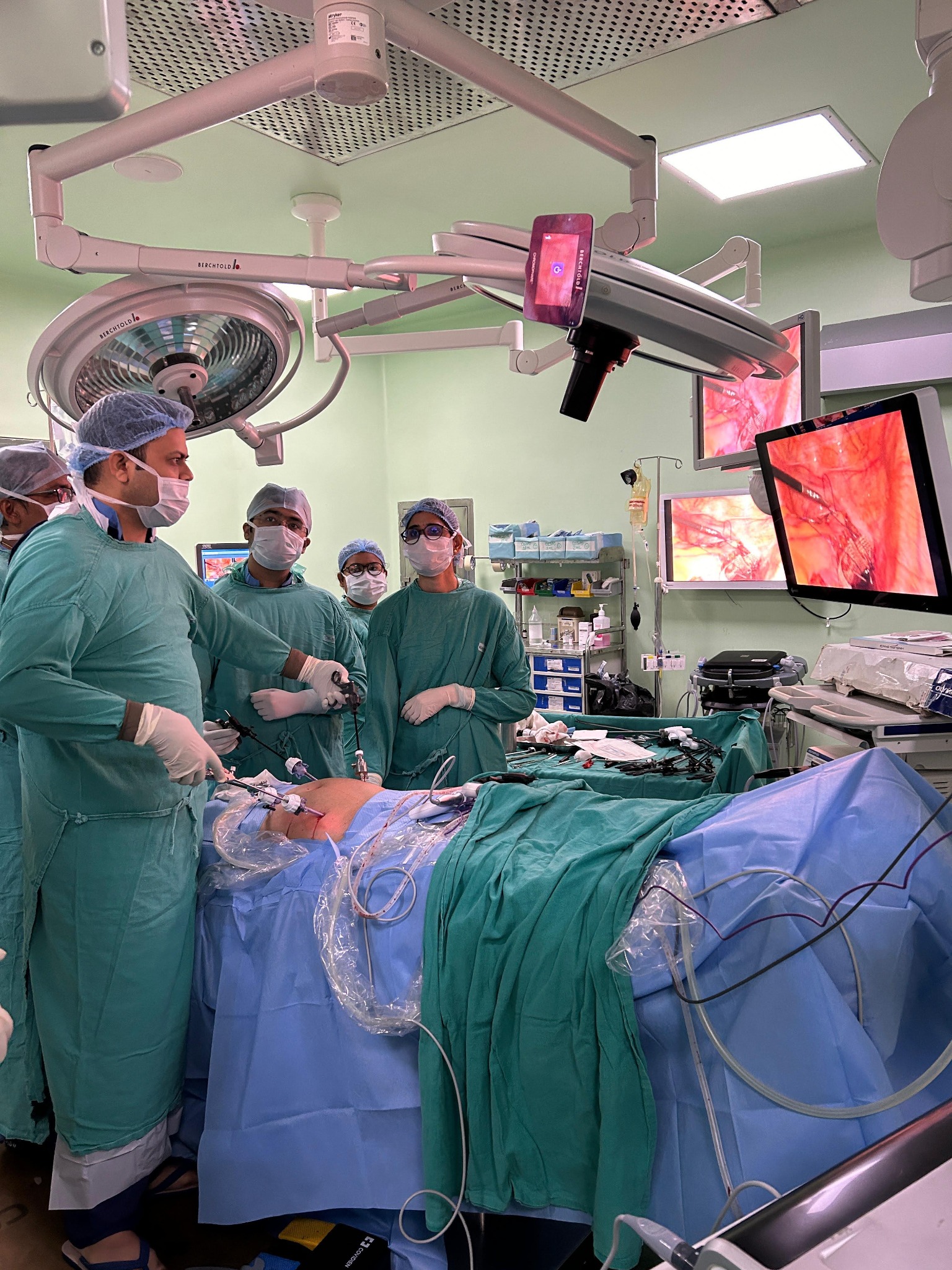 Dr. Vikeerna Bharti surgical OT team Samford Hospital