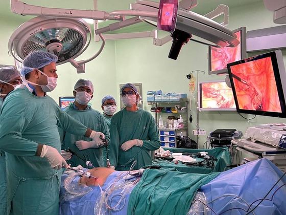 Dr. Vikeerna Bharti surgical OT team Samford Hospital