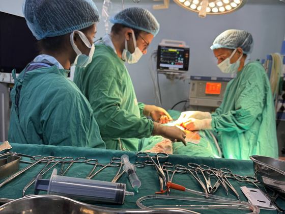 Sterile surgical instruments prepared for an operation