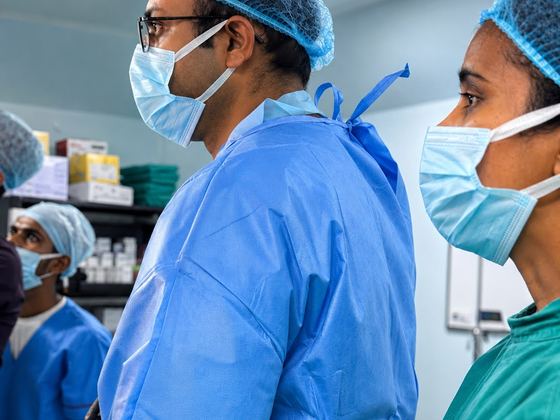 Dr. Vikeerna Bharti in the operating theatre